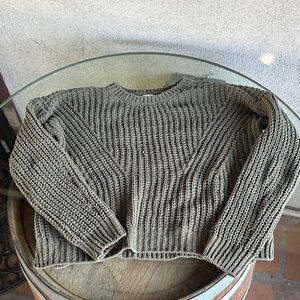 SO Women's Textured Knit Sweater - Olive